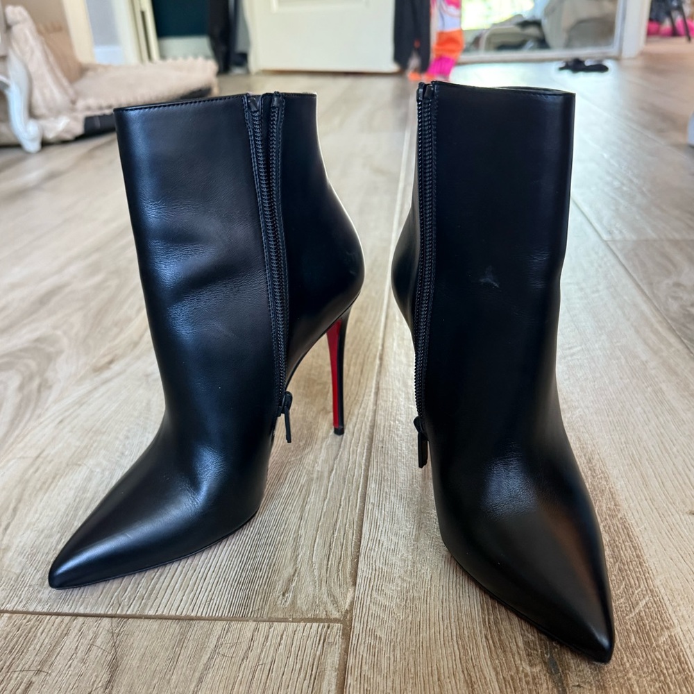 Christian Louboutin Black Zippered Leather Booties